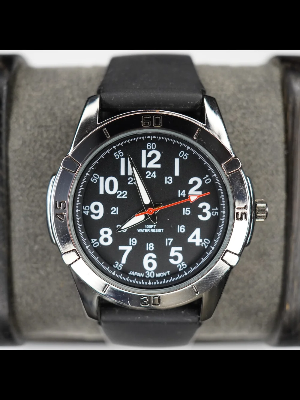 FMD Men's Quartz Watch Black Dial 100FT Water Resistant Japan Movt Black Band